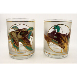 Culver Duck Whiskey Glasses Set Of 2 Wood Duck & Mallard Frosted Retro Man Cave
